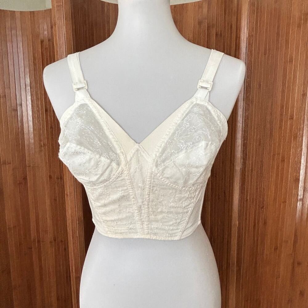 Vintage 1960s Carol Brent Cream Longline Bra 38B